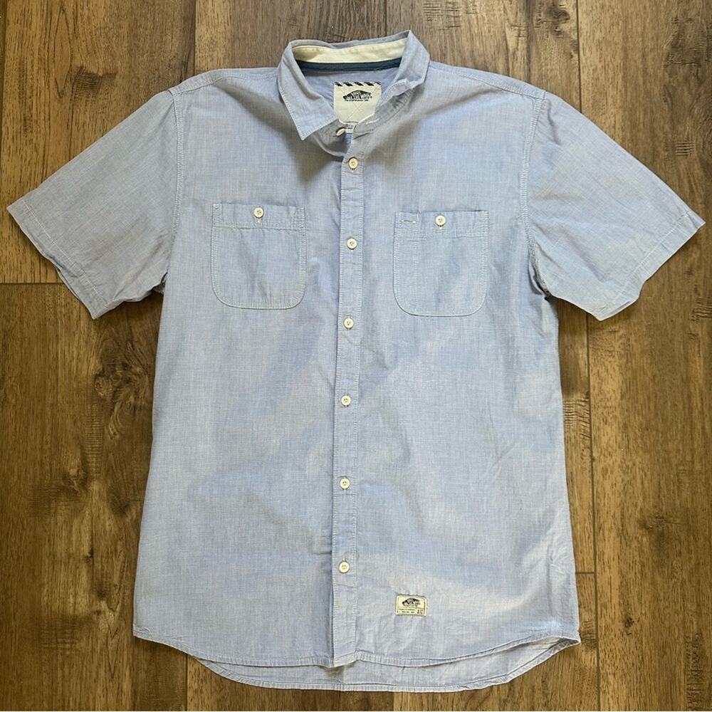 Vans Button Down Shirt, Men’s, Light Blue, Brand Patch on Front, Medium